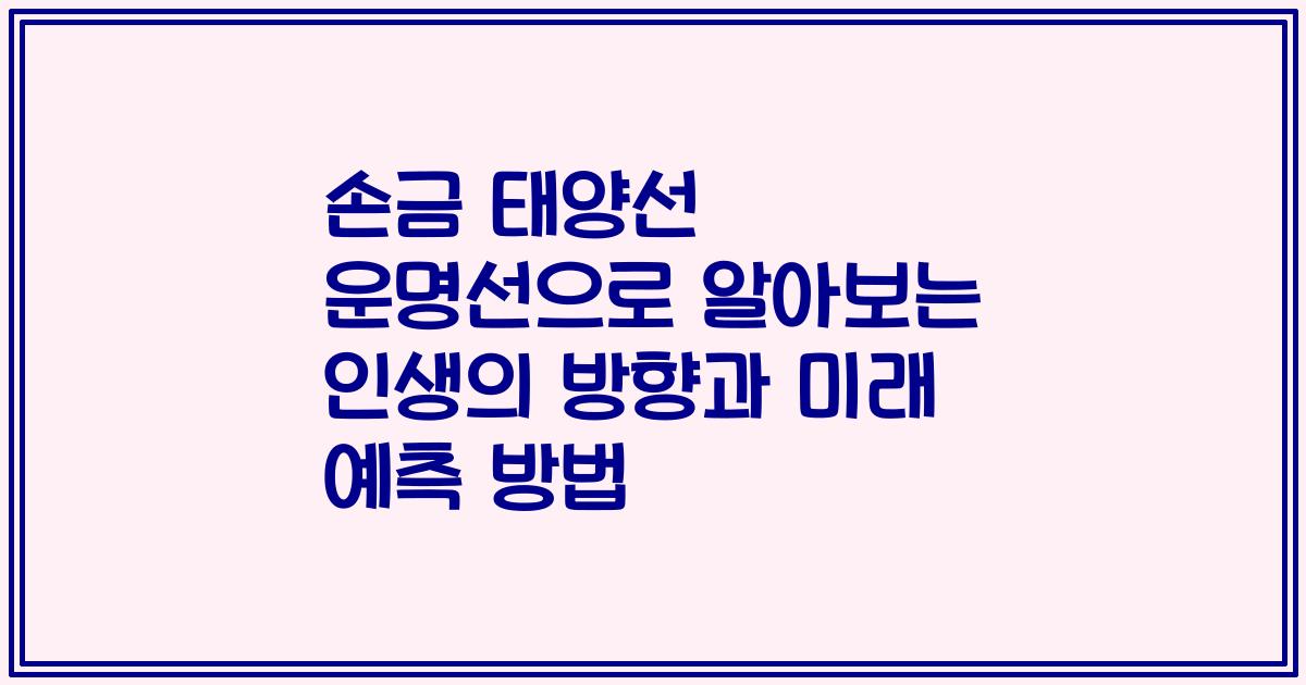 손금 태양선 운명선으로 알아보는 인생의 방향과 미래 예측 방법