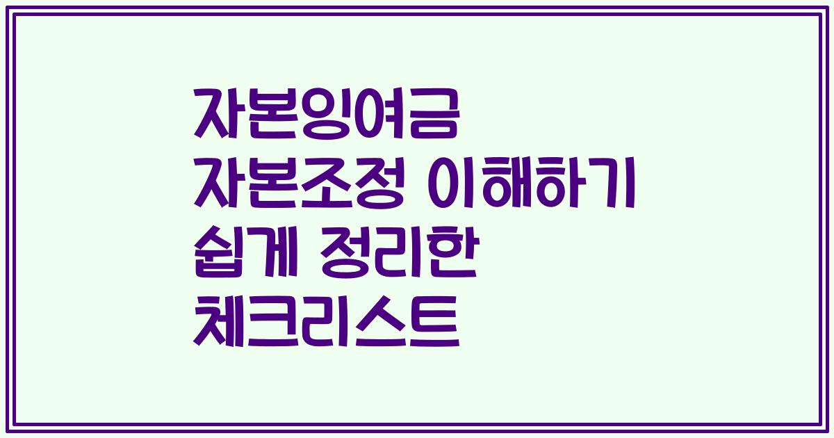 자본잉여금 자본조정 이해하기 쉽게 정리한 체크리스트