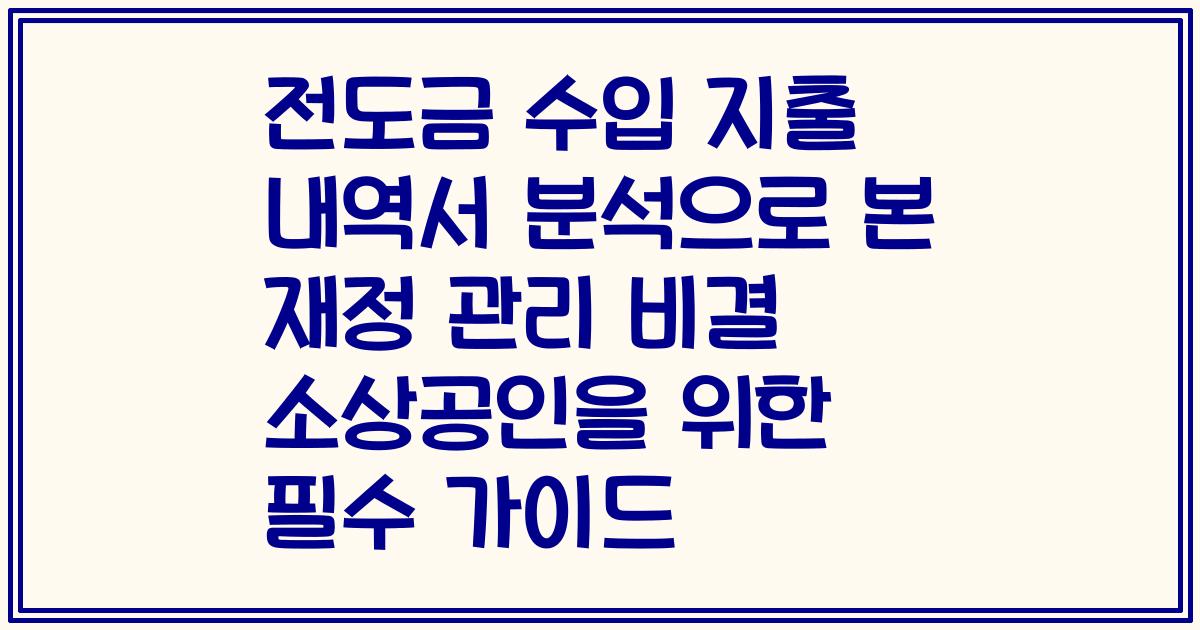 전도금 수입 지출 내역서 분석으로 본 재정 관리 비결 소상공인을 위한 필수 가이드