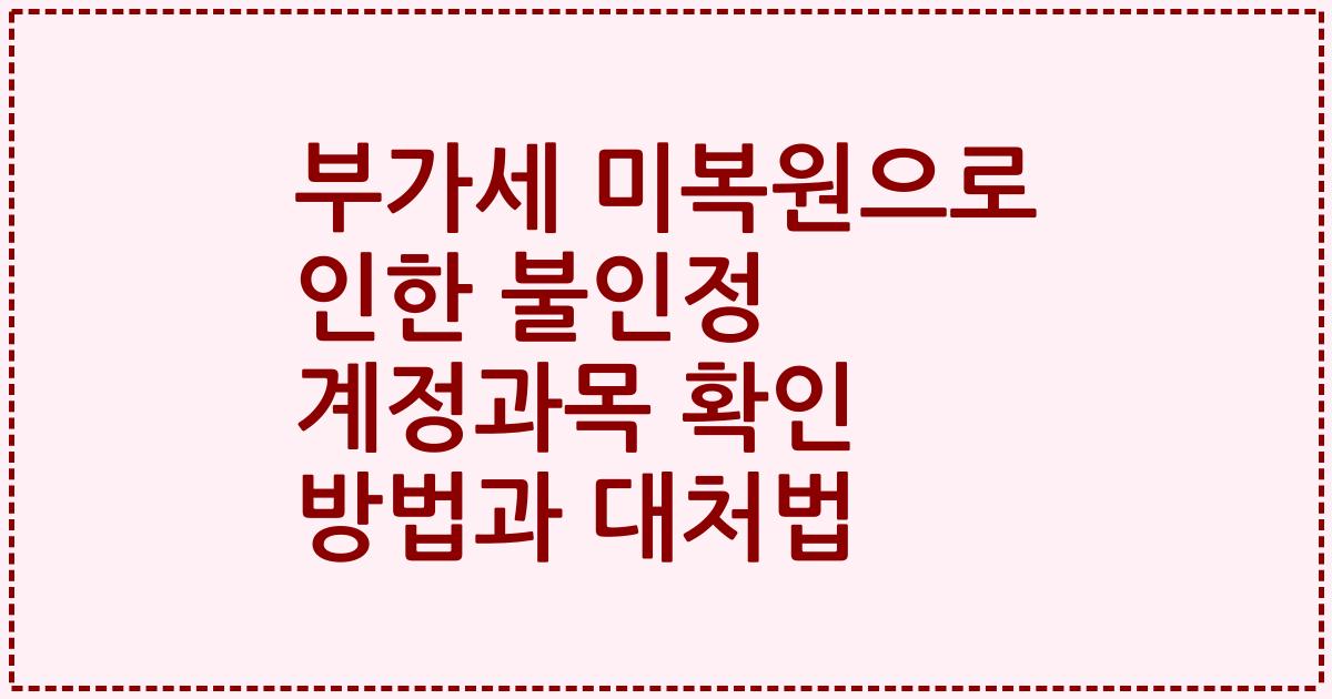 부가세 미복원으로 인한 불인정 계정과목 확인 방법과 대처법