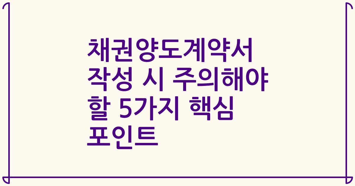 채권양도계약서 작성 시 주의해야 할 5가지 핵심 포인트