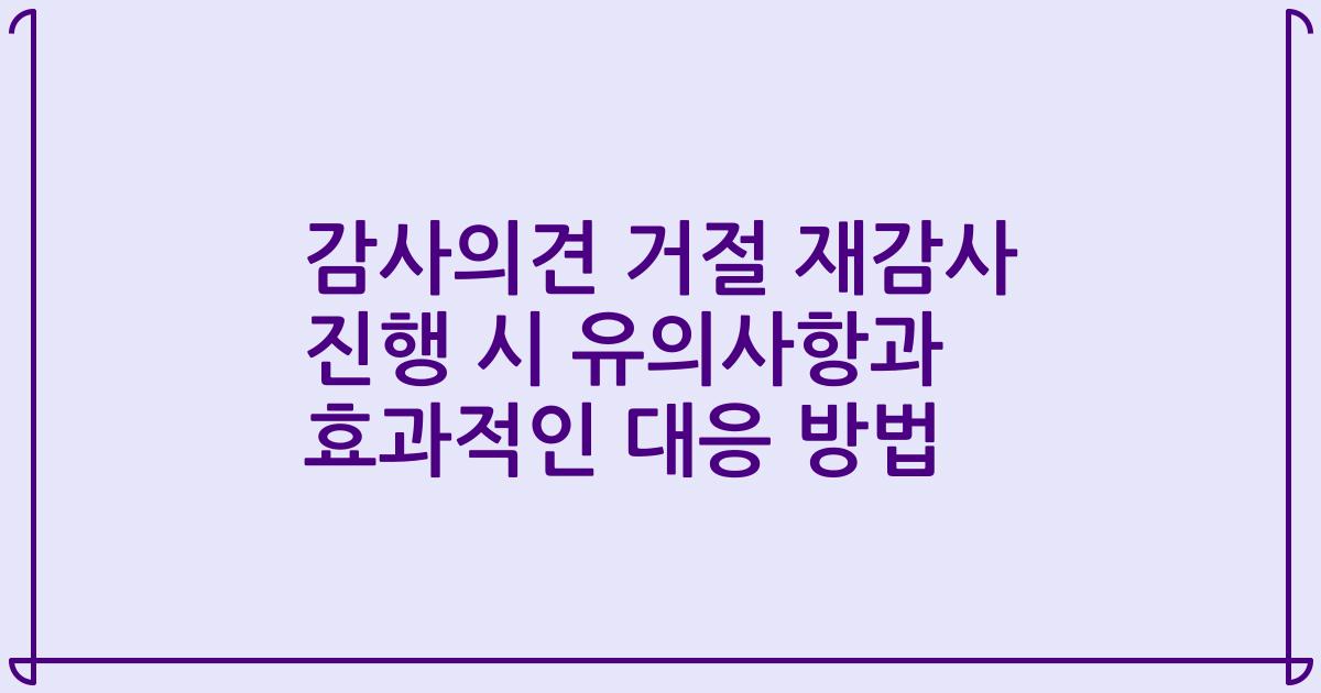 감사의견 거절 재감사 진행 시 유의사항과 효과적인 대응 방법